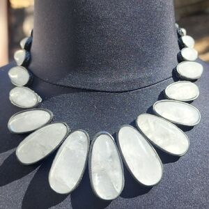 White Raw Crystal Stone Statement Necklace - Women Jewelry